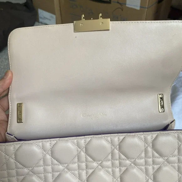 Christian Dior Shoulder Flap Bag Medium Nude Beige Pink Gold Chain - Picture 14 of 16